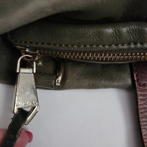 Stylish Olive Green Leather Tote Bag - Picture 6 of 8